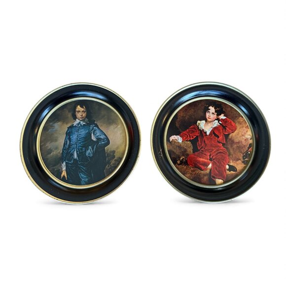 2 Vintage Tin Classic Picture of Blue Boy & Red Boy - Picture 15 of 15